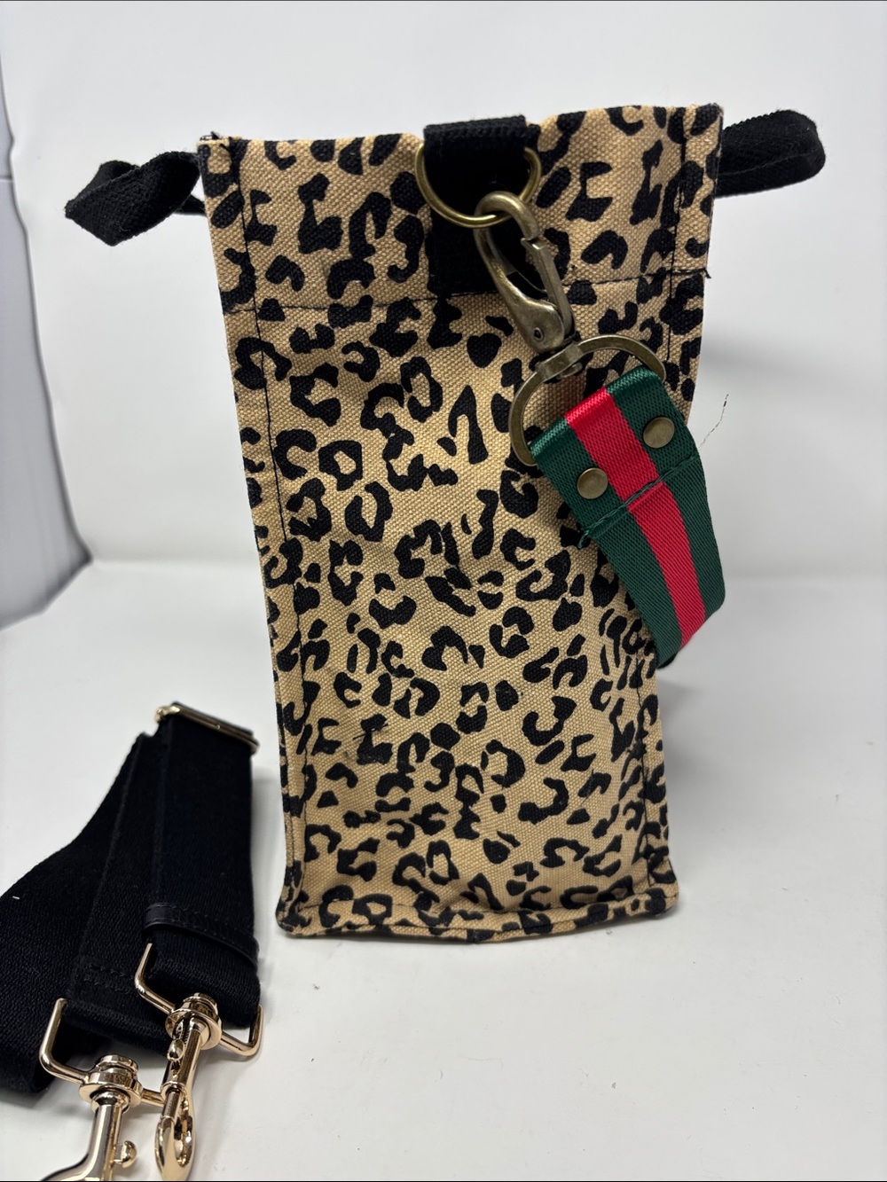 Leopard Print Canvas Tote Bag with Adjustable Straps - Picture 4 of 8